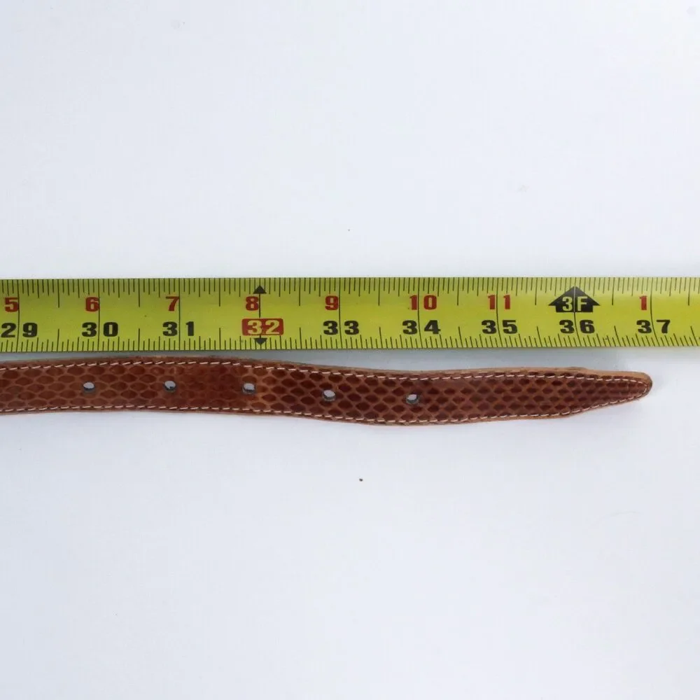 Genuine Snakeskin Exotic Belt Womens Size M/L Skinny Brown Gold Buckle Unbranded